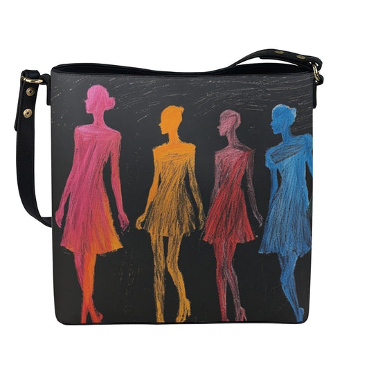 Minimalist Square Crossbody Bucket Bag - Abstract Model Design