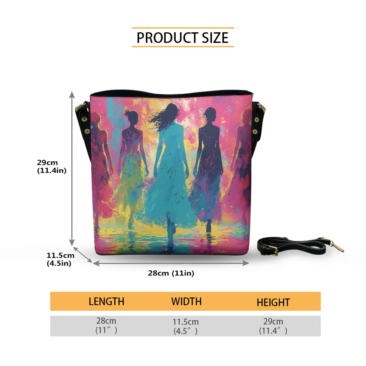 Minimalist Square Crossbody Bucket Bag - Abstract Model Design