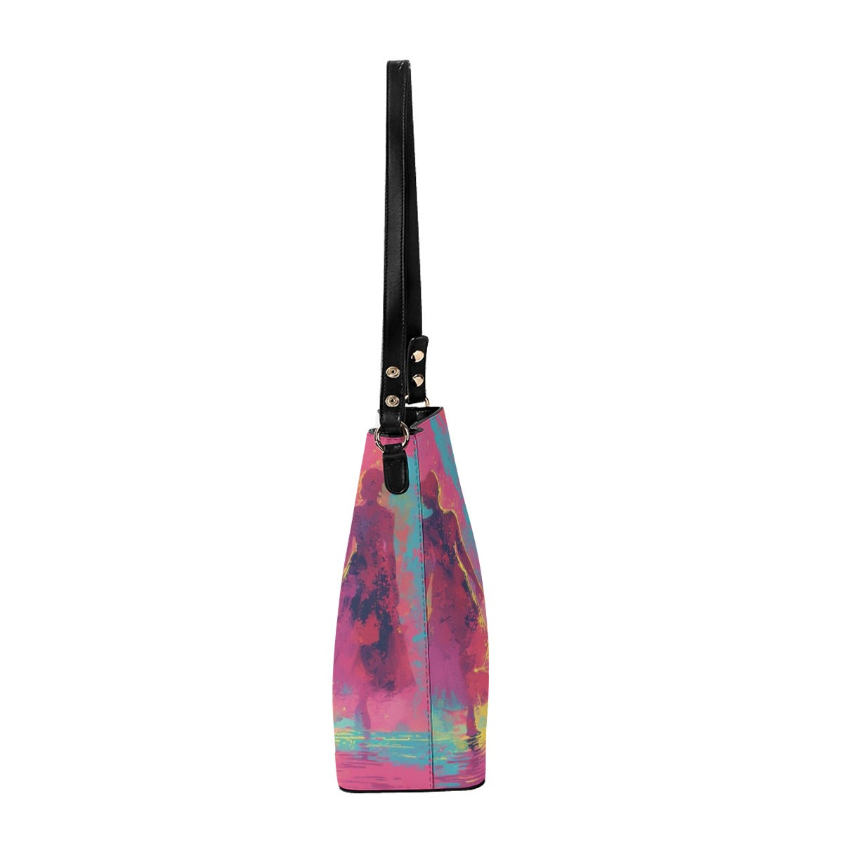 Minimalist Square Crossbody Bucket Bag - Abstract Model Design